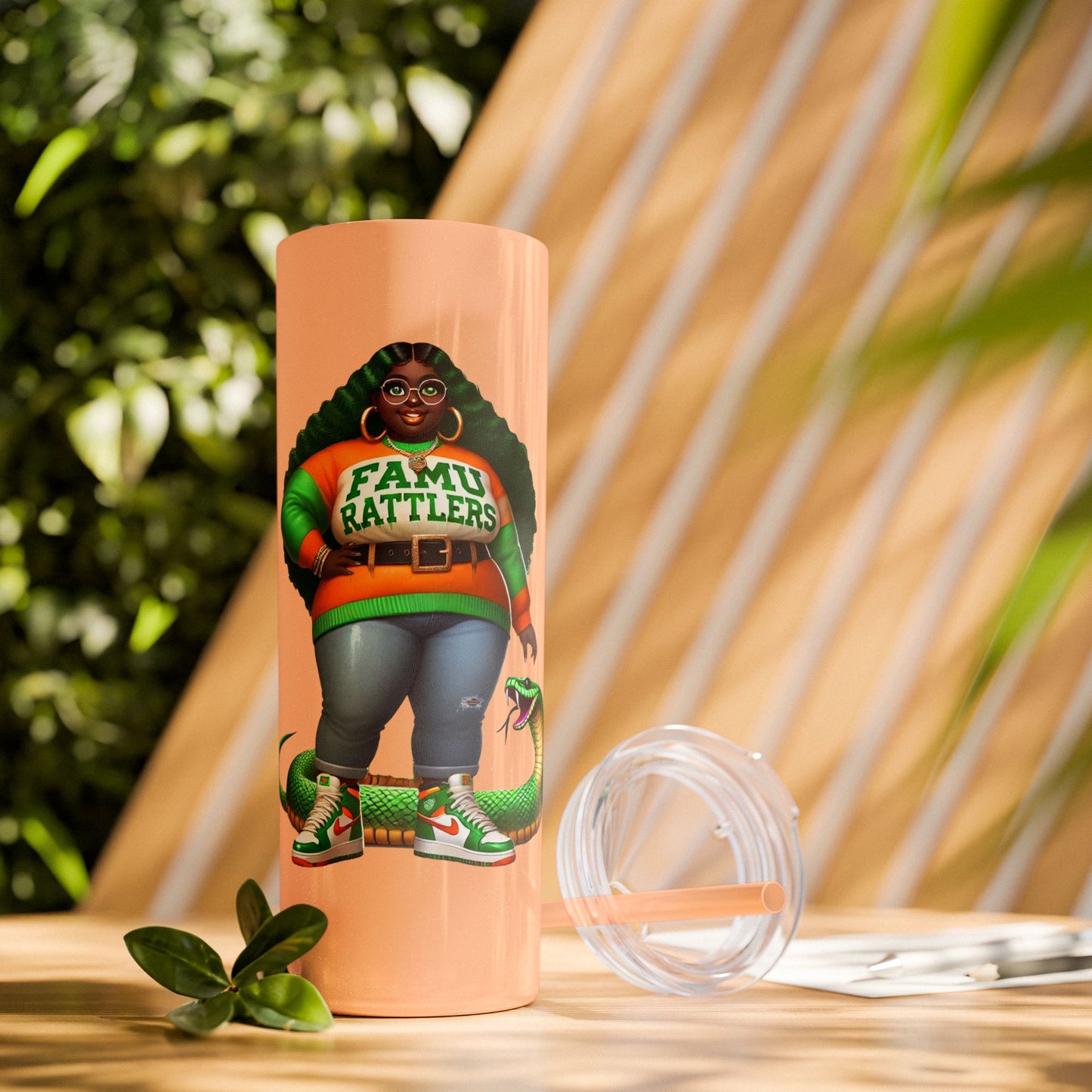 FAMU Boo Skinny Tumbler with Straw, 20oz