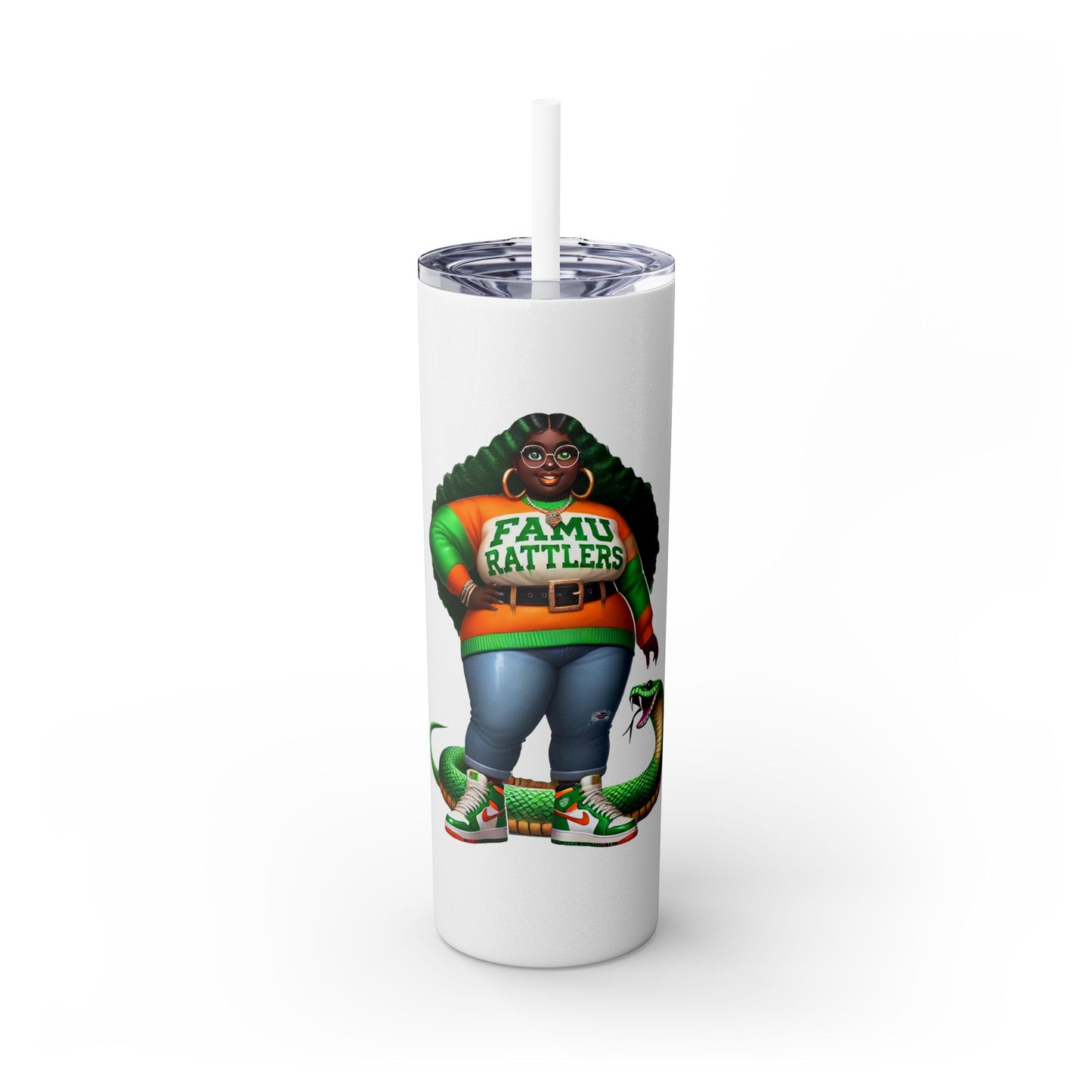 FAMU Boo Skinny Tumbler with Straw, 20oz