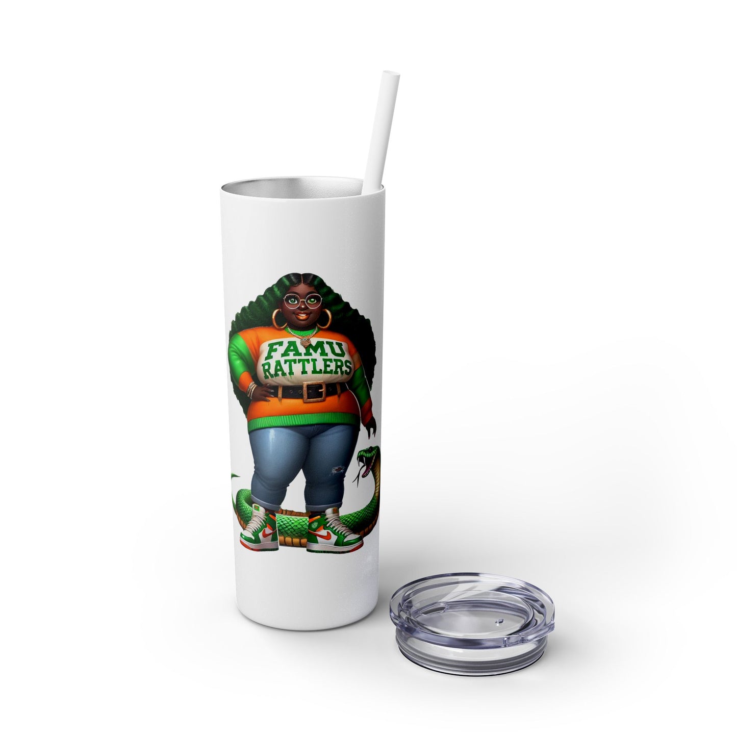 FAMU Boo Skinny Tumbler with Straw, 20oz