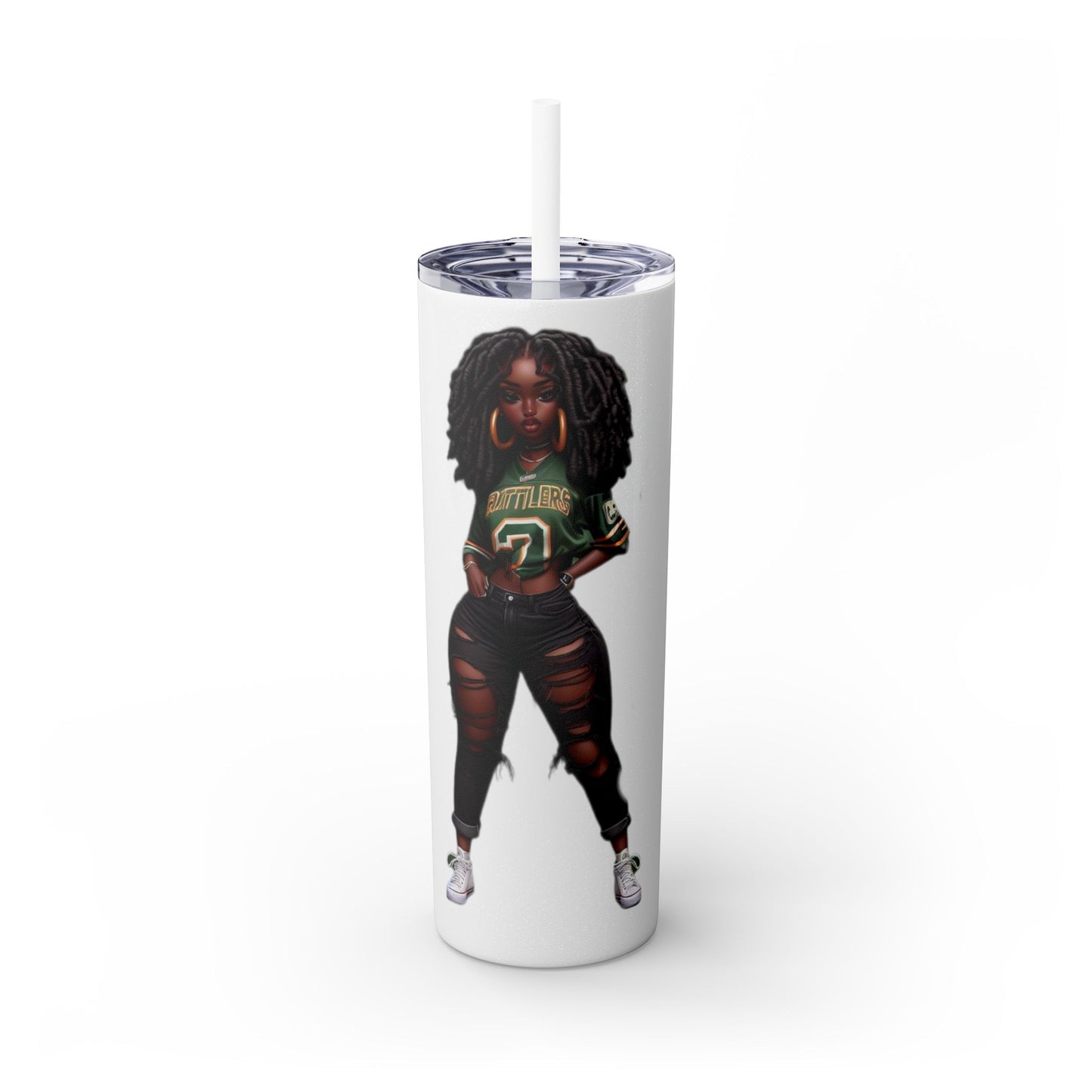 FAMU Bae Skinny Tumbler with Straw, 20oz