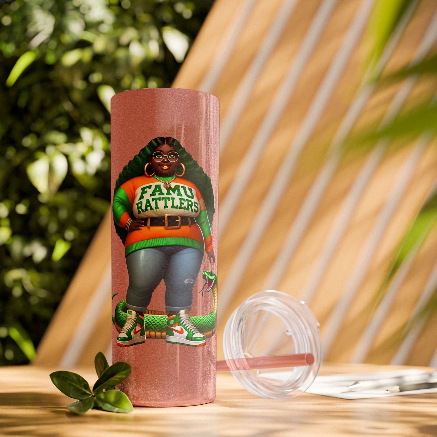 FAMU Boo Skinny Tumbler with Straw, 20oz