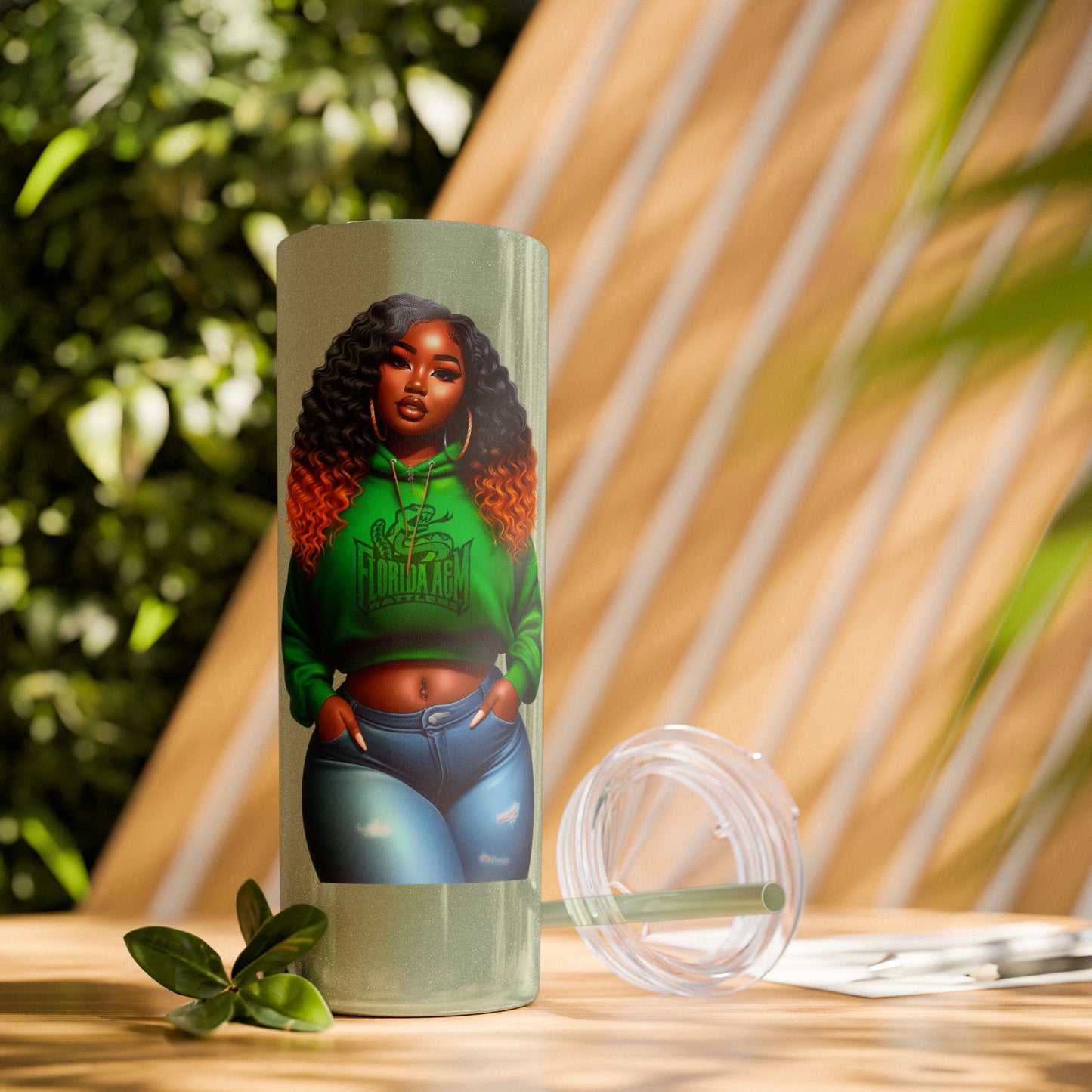 FAMU Baddie Skinny Tumbler with Straw, 20oz
