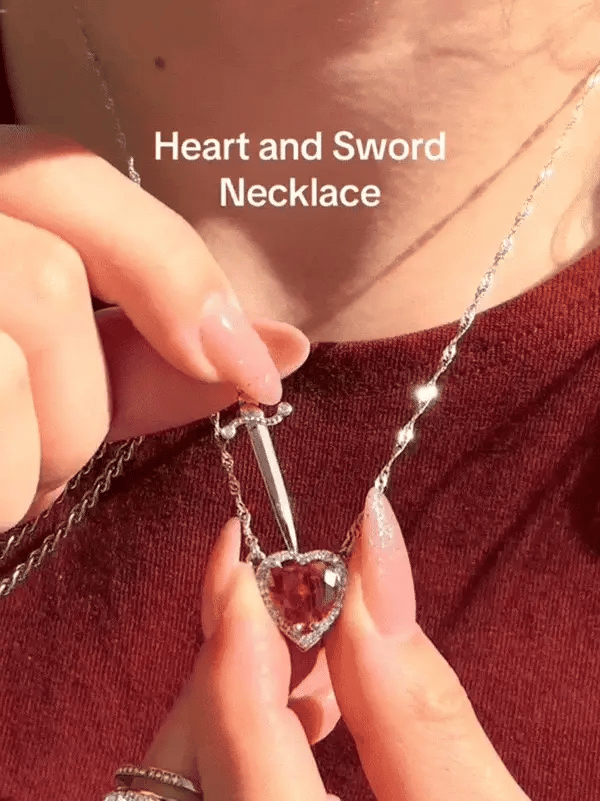 Chivalry & Charm: Heart/Sword Love Necklace