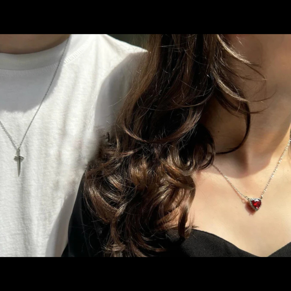 Chivalry & Charm: Heart/Sword Love Necklace