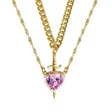 Chivalry & Charm: Heart/Sword Love Necklace