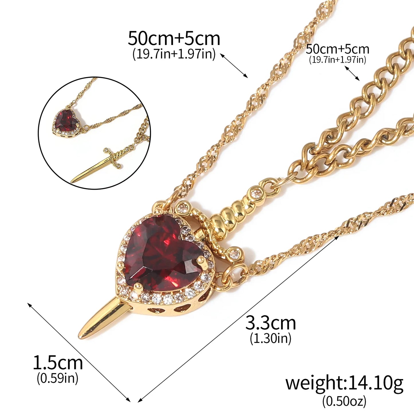 Chivalry & Charm: Heart/Sword Love Necklace