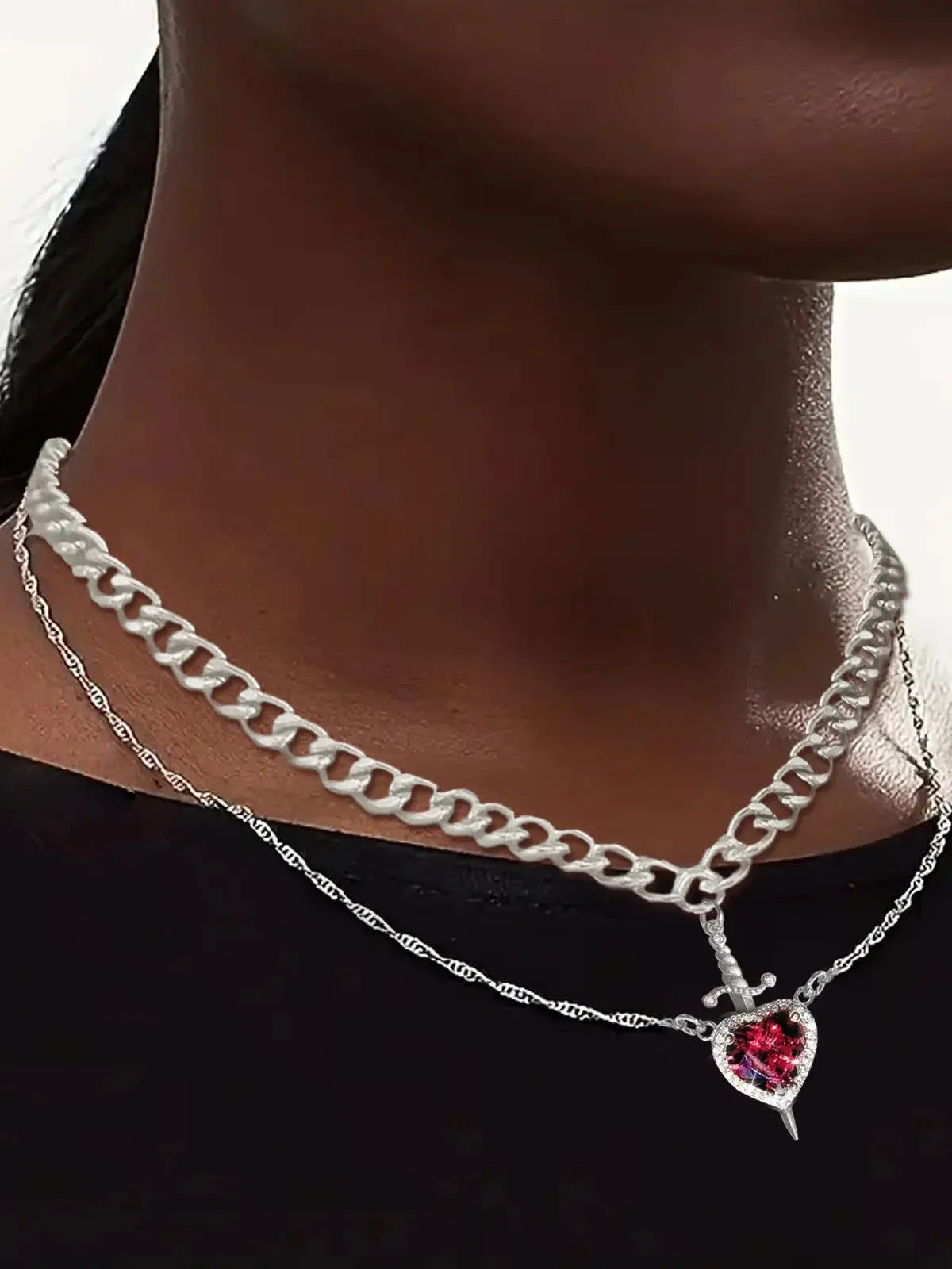 Chivalry & Charm: Heart/Sword Love Necklace