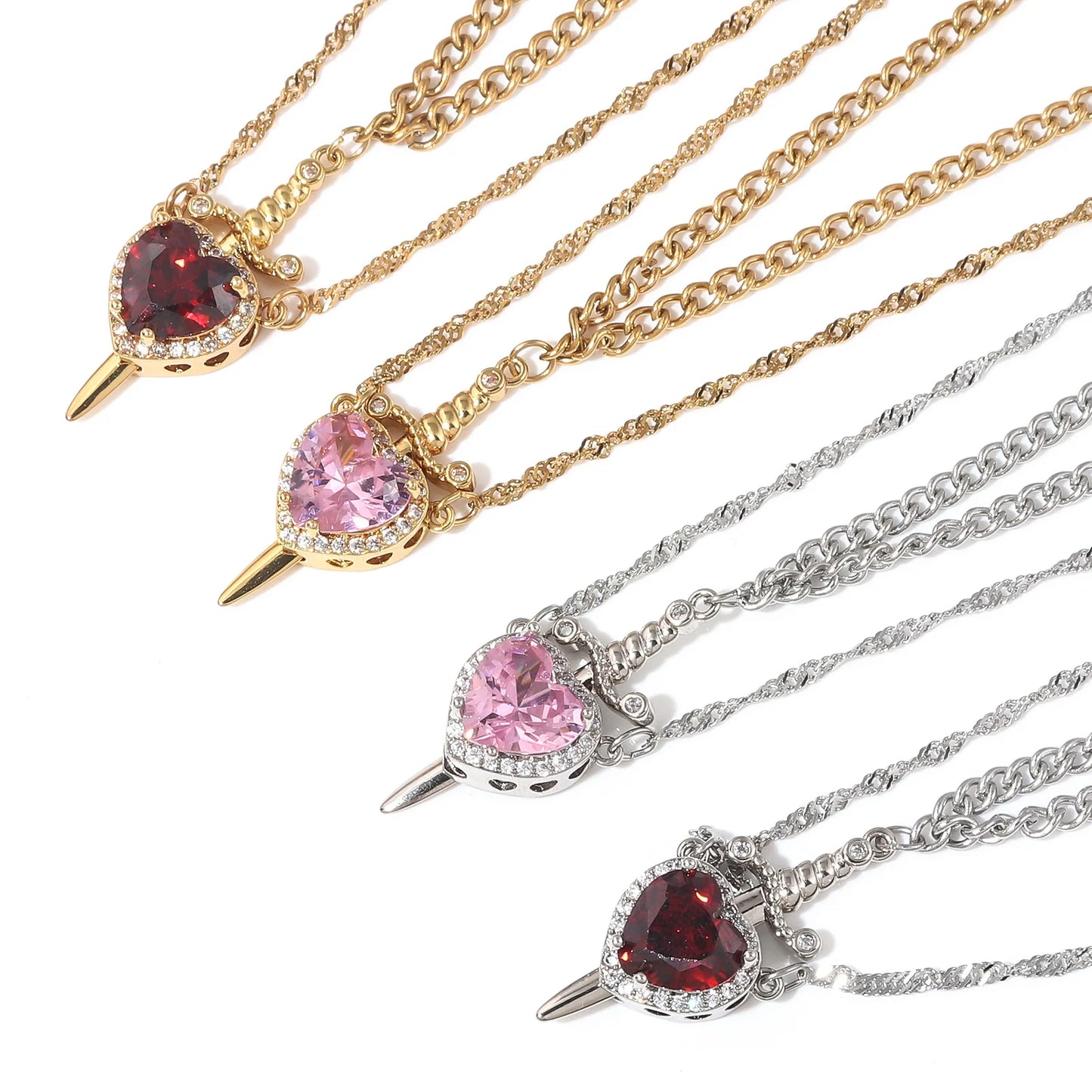 Chivalry & Charm: Heart/Sword Love Necklace