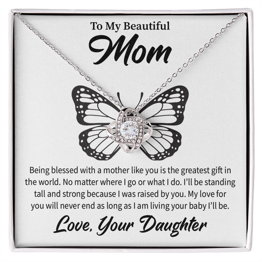 To My Beautiful Mom | Butterfly | Love Knot Necklace